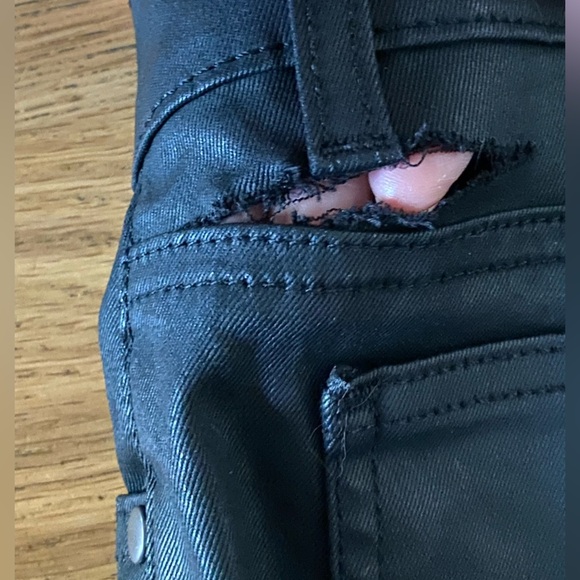 EILEEN FISHER Women's Sz. 6 Black Wax Coated Jeans Mid Rise Skinny Pants - Picture 9 of 11